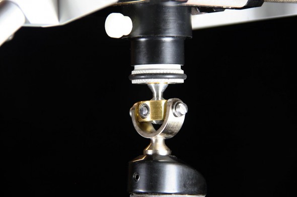 Close Up of the Metal Gimbal in Use.  The O-Ring is the Steering Grip
